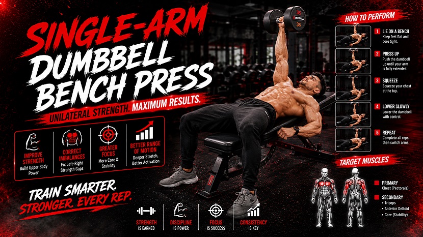 Single Arm Dumbbell Bench Press - Form, Benefits and Workout
