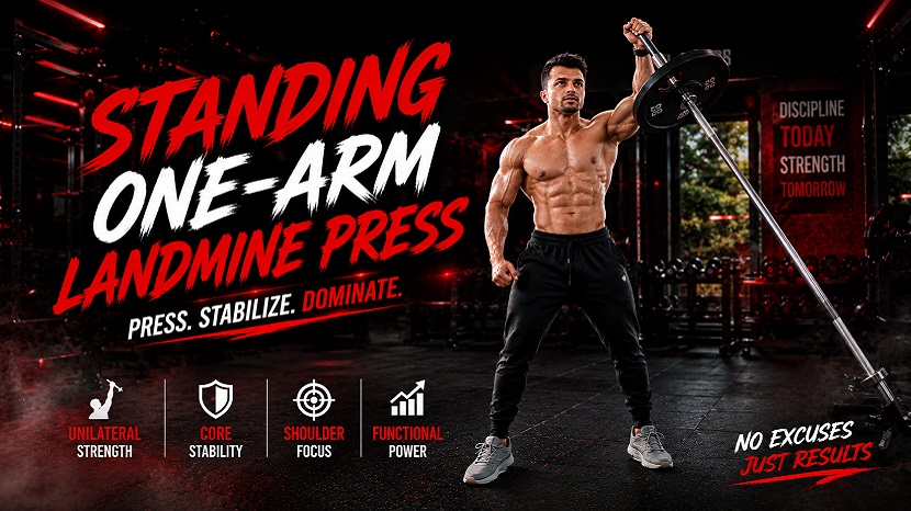 Standing One Arm Landmine Press - Chest Workout