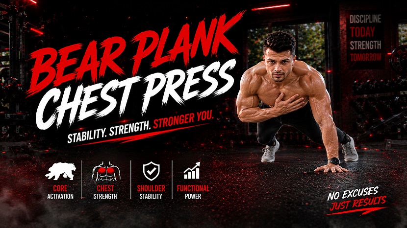 Bear Plank Chest Press - Chest and Core Strength