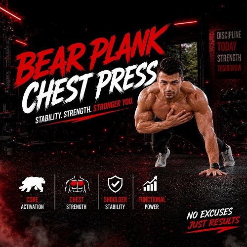 Bear Plank Chest Press - Chest and Core Strength